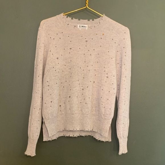[27 Miles] Gray Knit Distressed Sweater - Size XS - Picture 1 of 4